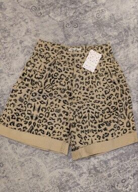 Free People Beige & Black Leopard High-Waist Shorts